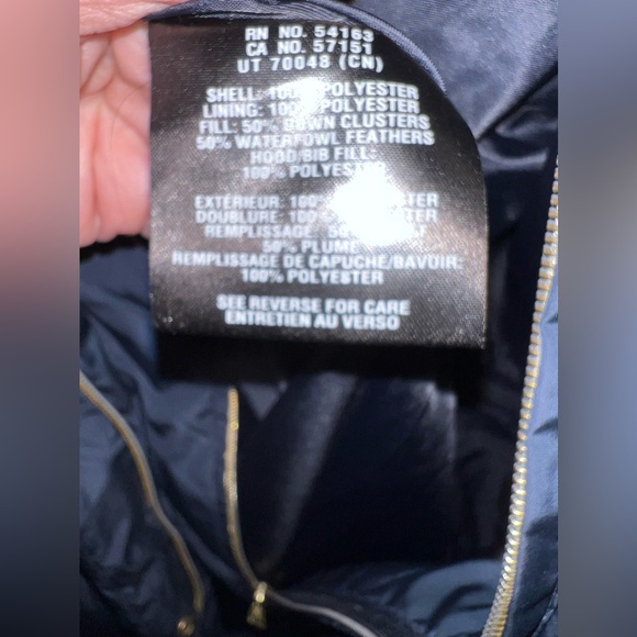 New Women's 40" Signature Hooded Taffeta Down Coat in Navy Size Large - Picture 6 of 7